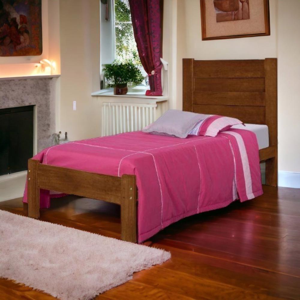 Cama Lara Solteiro Castanho Com Colchão Atraente - 1