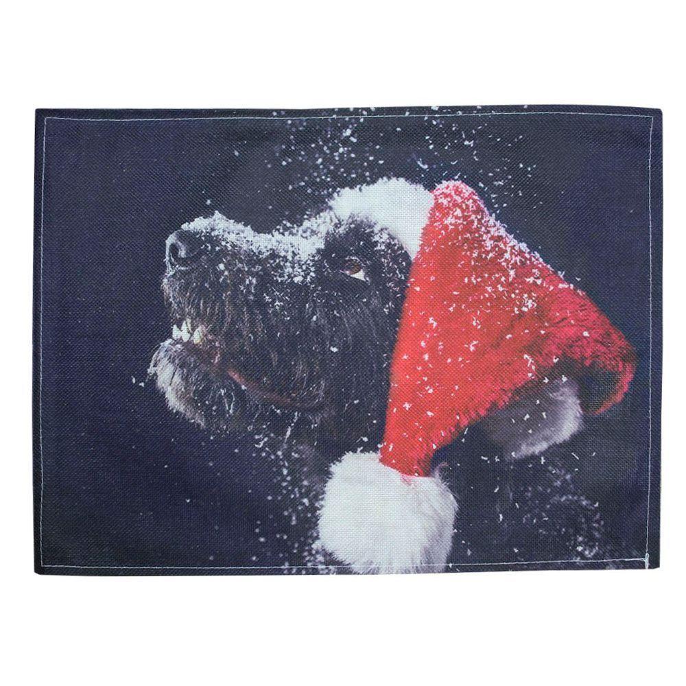 Jogo Americano Estampa Natal Cachorro Natalino 6 Peças - 1