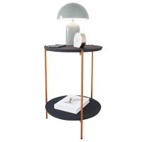 Mesa De Apoio Lateral Duda Preto Com Pés De Ferro Bronze - 3