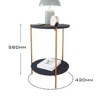 Mesa De Apoio Lateral Duda Preto Com Pés De Ferro Bronze - 4