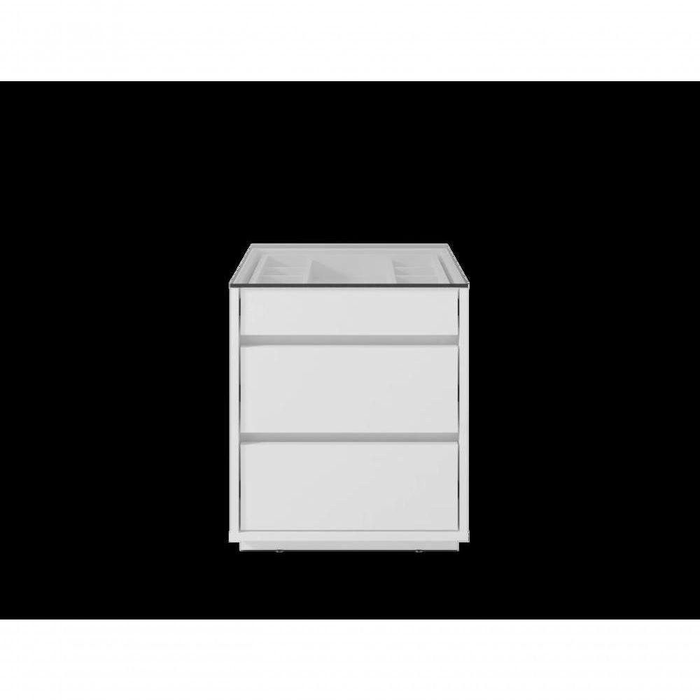 Mesa De Cabeceira 3 Gavetas Porta Itens Serena Branco - 4