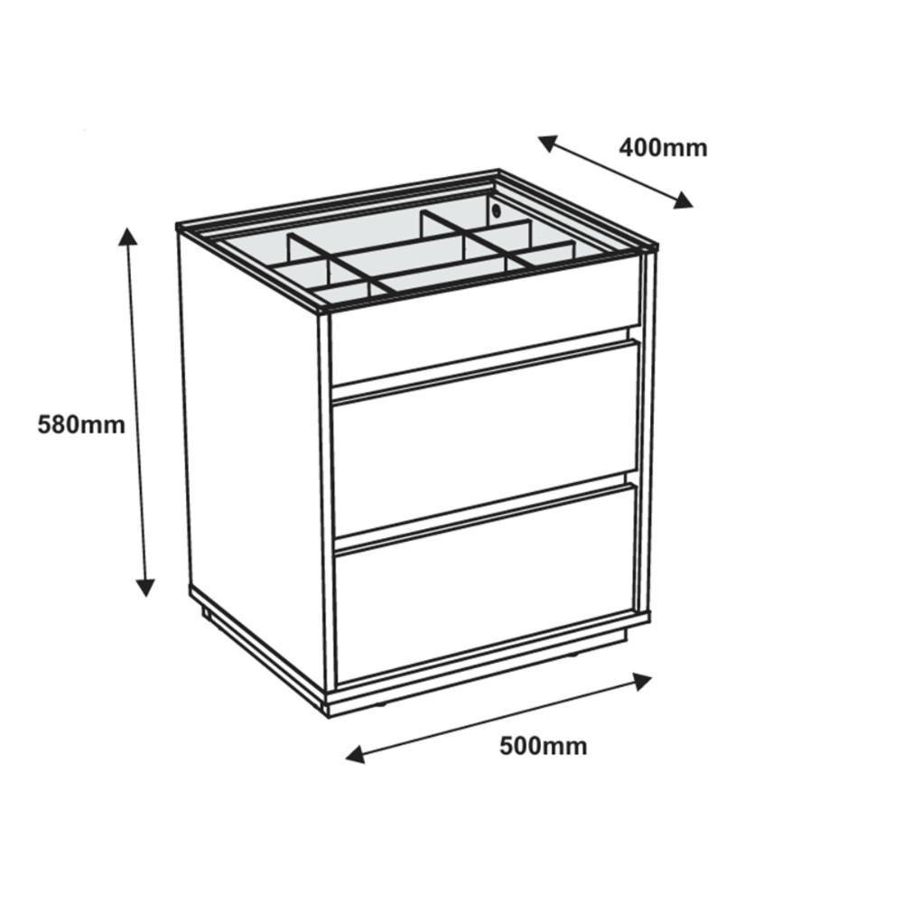 Mesa De Cabeceira 3 Gavetas Porta Itens Serena Branco - 6