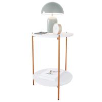 Mesa De Apoio Lateral Duda Branco Com Pés De Ferro Bronze - 2