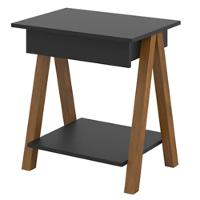 Mesa De Cabeceira 1 Gaveta Integra Finger Amadeirado-preto - Ofertamo - 2