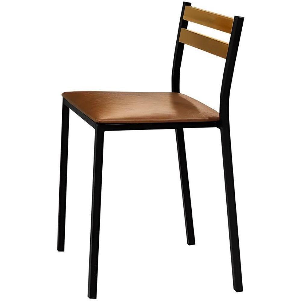 Conjunto Sala De Jantar Moscou Com 2 Cadeiras Couro Marrom Metal Preto 1 M - 5