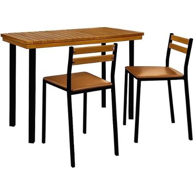 Conjunto Sala De Jantar Moscou Com 2 Cadeiras Couro Marrom Metal Preto 1 M