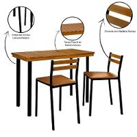 Conjunto Sala De Jantar Moscou Com 2 Cadeiras Couro Marrom Metal Preto 1 M - 8