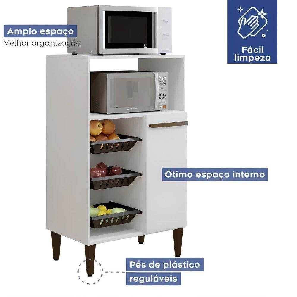 Balcão Com Fruteira 1 Porta Berlim Kaiki Móveis Branco - 4