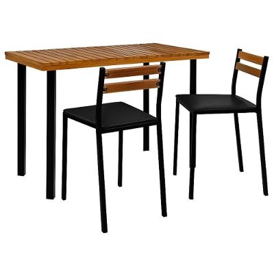 Conjunto Sala De Jantar Moscou Com 2 Cadeiras Couro Preto Metal Preto 1 M