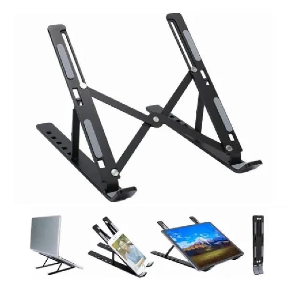 Suporte Articulado Para Notebook Tablet Ergonomico Base Ajustavel Dobravel Antiderrapante Mesa Escritorio Preto - 4