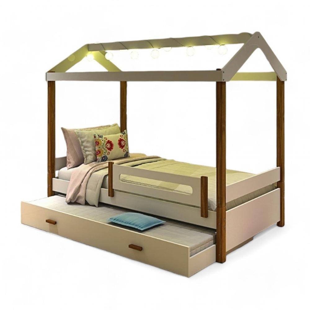 Cama Solteiro Eliz Branca Com Luzes E Auxiliar Divaloto - 2