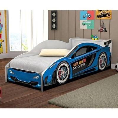 Cama Solteiro Carro Azul Com Colchão Vitamov