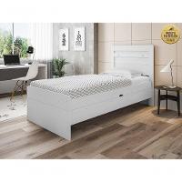Cama Solteiro Baú Larissa Branca Com Colchão - 1