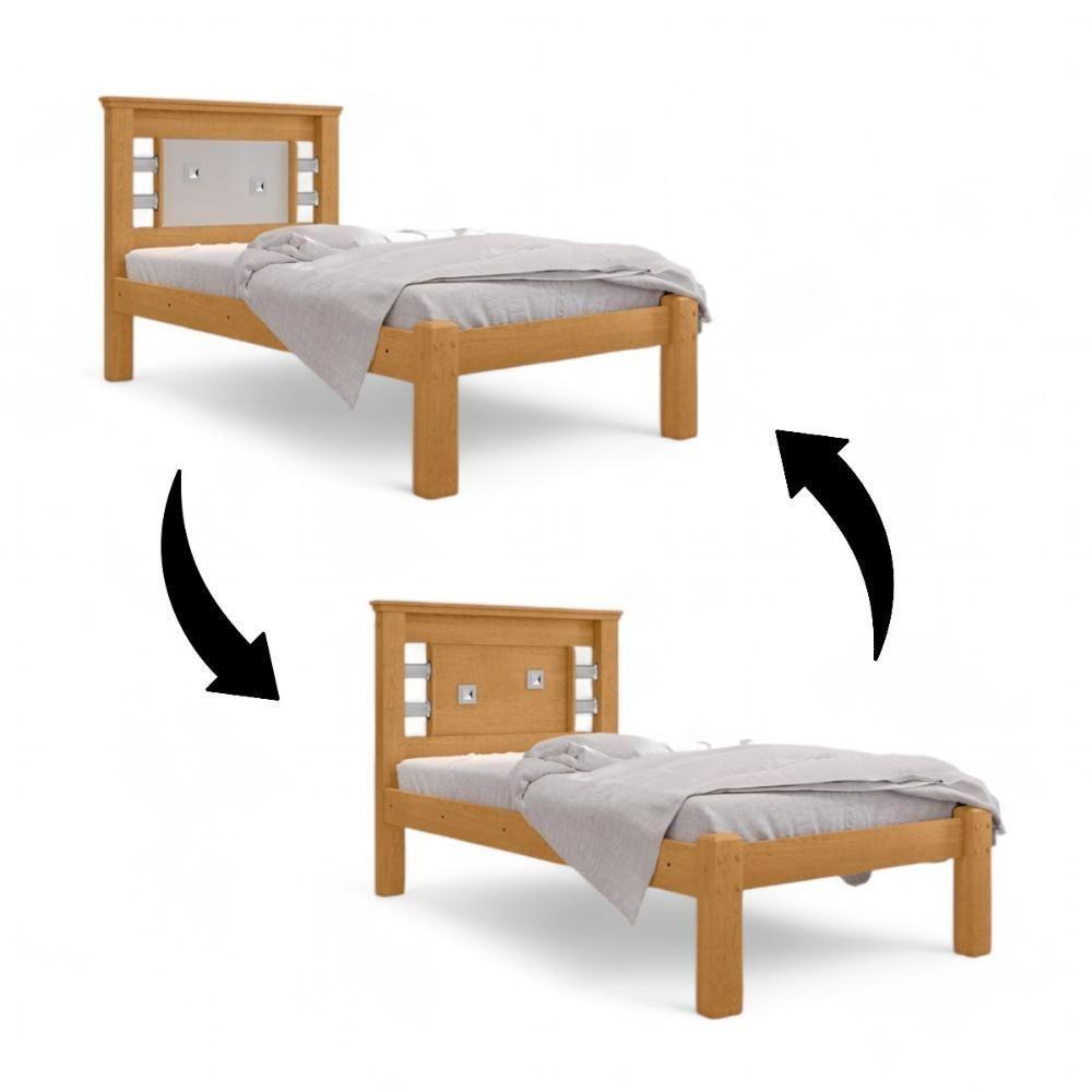 Cama Solteiro Laribella Naturalle E Off White Com Colchão - 3