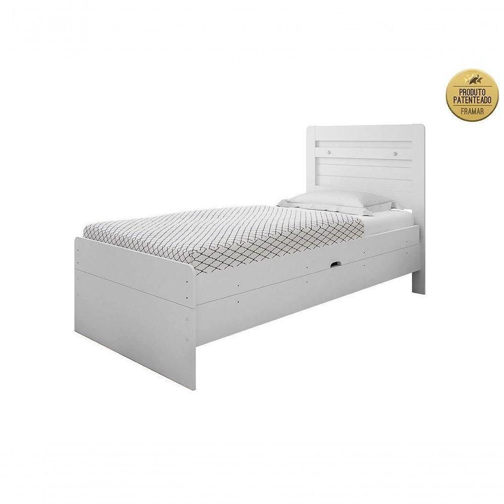 Cama Solteiro Larissa Branco Com Colchão - Framar Móveis - 4