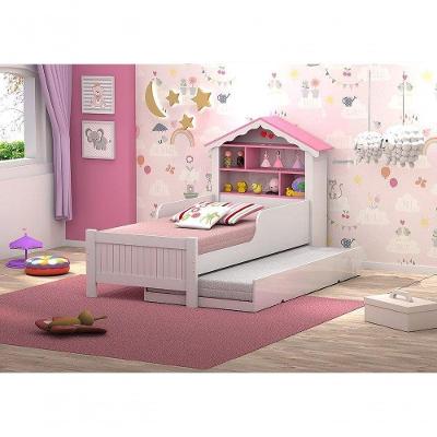 Cama Solteiro Princesa Branca E Rosa Com Auxiliar Vitamov