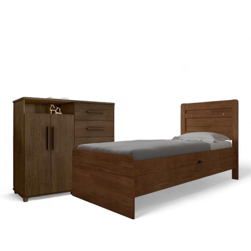 Conjunto De Cama Com Colchão E Cômoda Para Quarto Malbec - 2