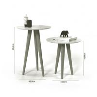 Conjunto 2 Mesas Laterais Pés Palito Em Madeira 4202 Sala Preto Fosco - 4