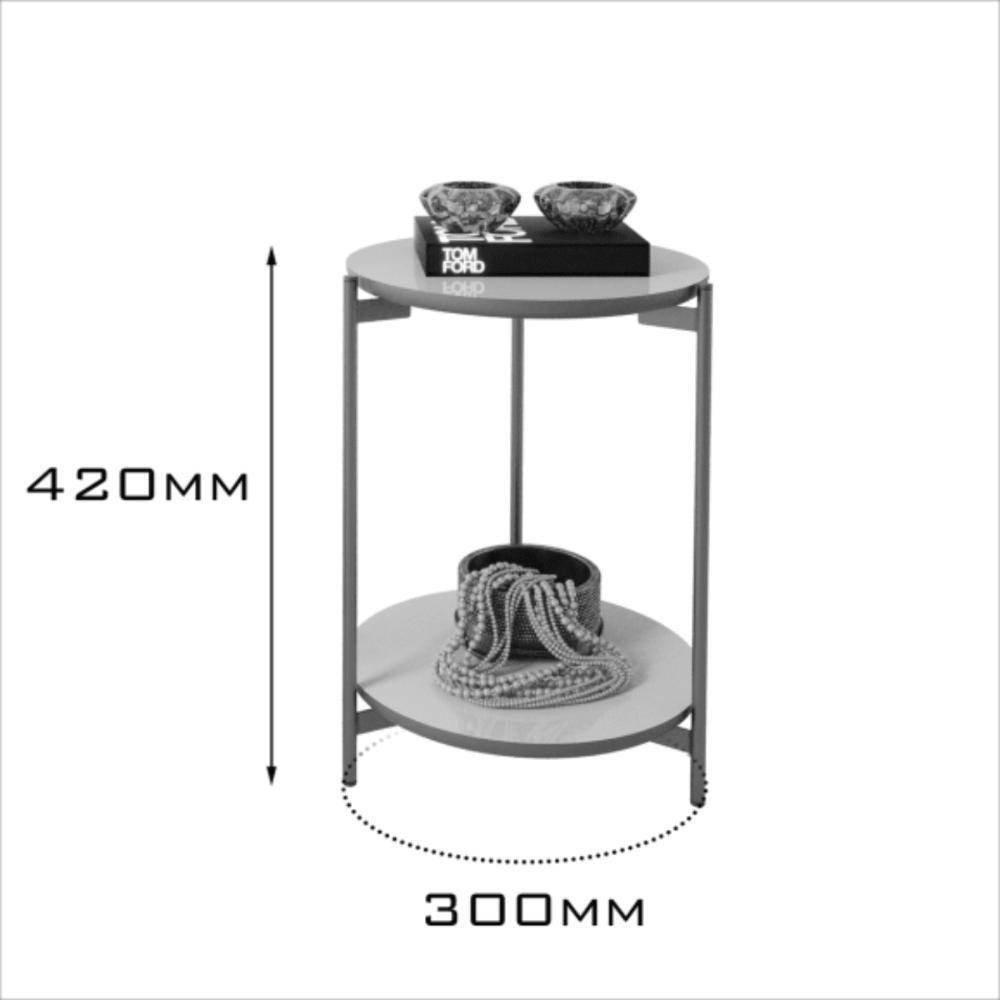 Conjunto Mesa De Centro E Lateral Lunis Preto Com Pés De Ferro Bronze - 6