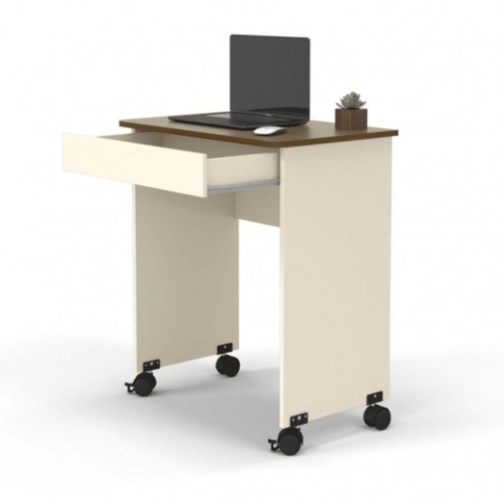 Mesa Escrivaninha Compacto Not 0,70 Para Quarto E Office Com Gaveta Off White-freijó - 3