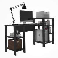 Mesa Office Londres Preto Com Prateleiras Para Objetos - 2