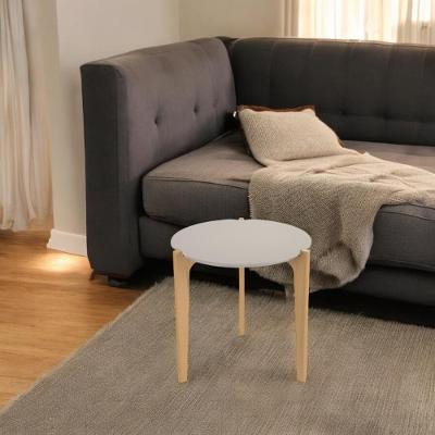 Mesa Lateral Florida 60cm Suporte Decoração E Utilidades - Off White Perolizado-freijo
