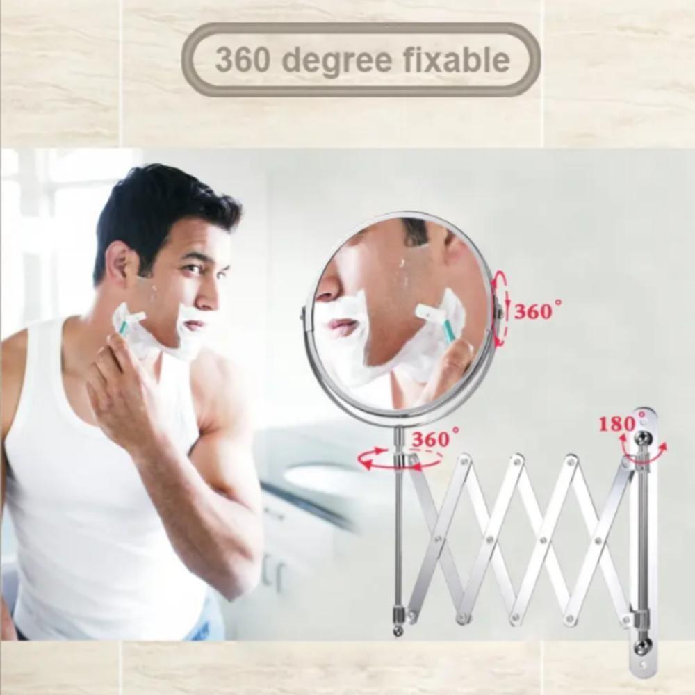 Espelho De Aumento 5x Sanfonado Articulado De Parede Extensivel Pantografico Dupla Face Para Banheiro Barbear Maquiagem - 6