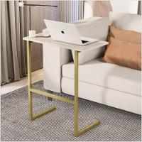 Mesa P-notebook Troy Mdp Pérola Pés Ferro Dourado - 1