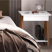 Mesa De Cabeceira 1 Gaveta Integra Finger Amadeirado-branco - Ofertamo - 1