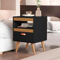 Kit 02 Mesas De Cabeceira Flex Sal Preto E Ypê Sal Movelaria - 1