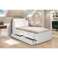 Cama Tamires Solteiro 0,88cm Com Auxiliar Branco Com Capitonê Nogal - Cambel - 1
