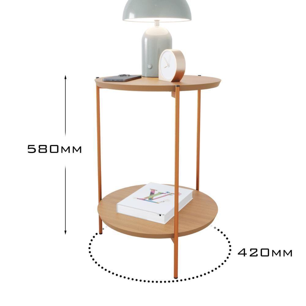 Mesa De Apoio Lateral Duda Nature Com Pés De Ferro Bronze - 3
