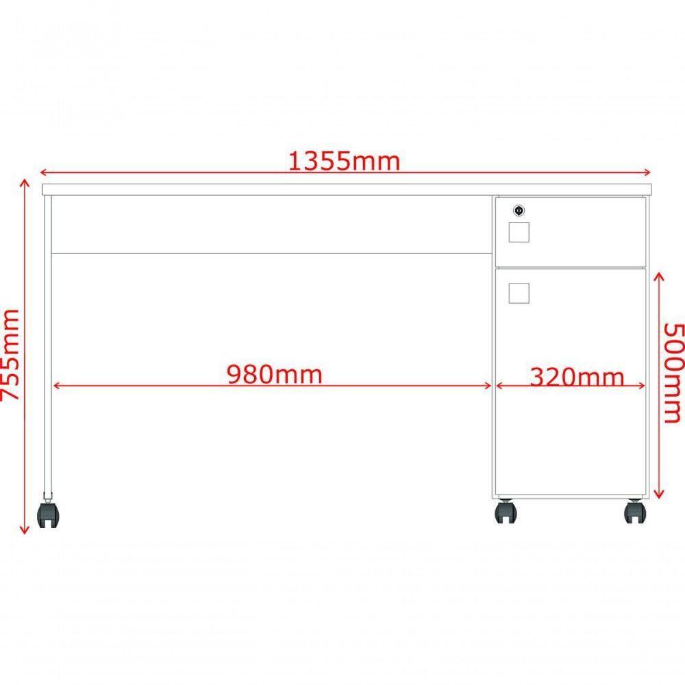 Escrivaninha Home Office Estudo Malta 1 Porta E Gaveteiro - Freijo - 4