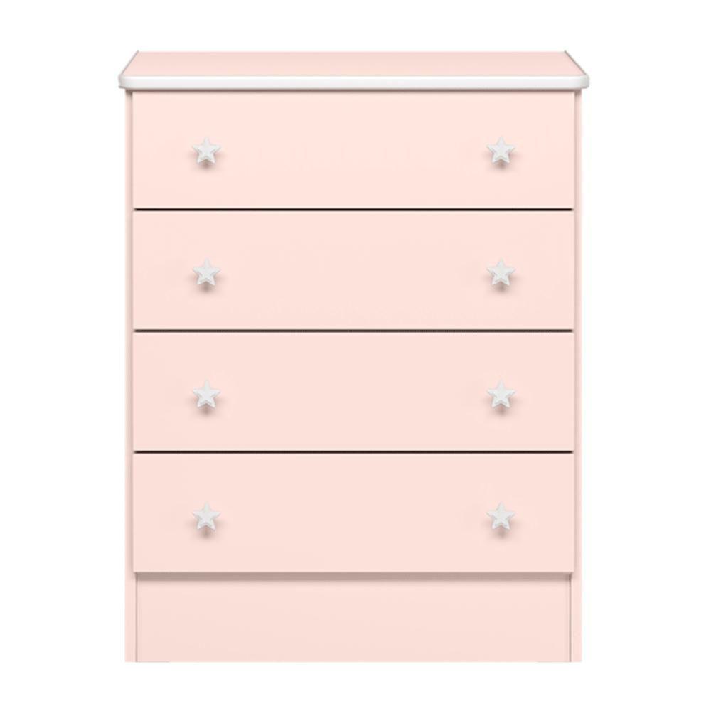 Conjunto Infantil Aurora Rosa Acetinado: Cômoda 4 Gavetas Aurora + Guarda-roupa Aurora 2 Portas - 7