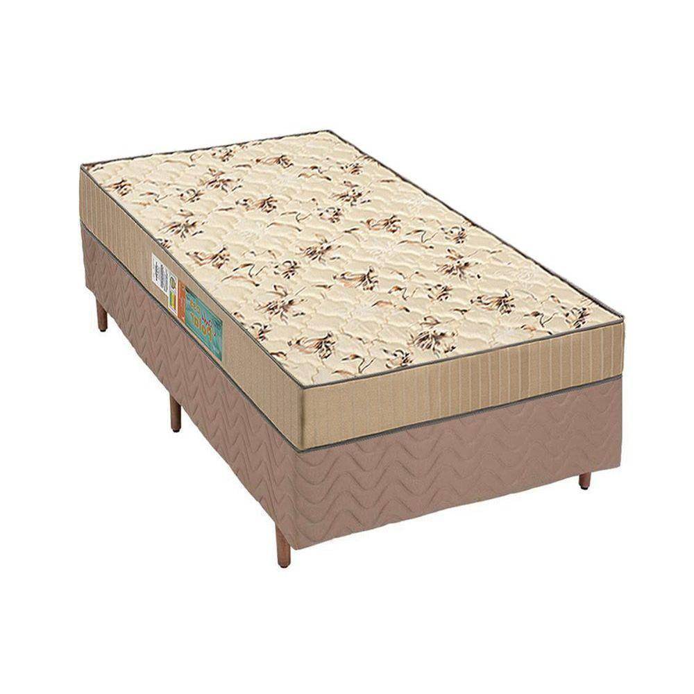 Cama Box Solteiro: Colchão Espuma Polar D45 Pérola + Base Crc Rústico Clean(88X188) - 1