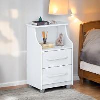 Mesa De Cabeceira Com 02 Gavetas Topázio Branca - 1