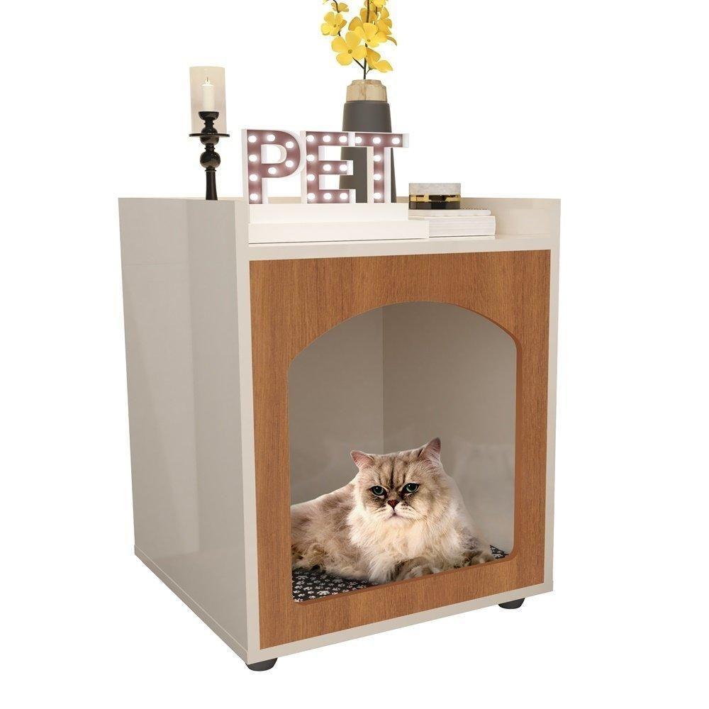 Mesa Cabeceira Casinha De Cachorro-gato Pet Off White-freijo - Ofertamo - 4