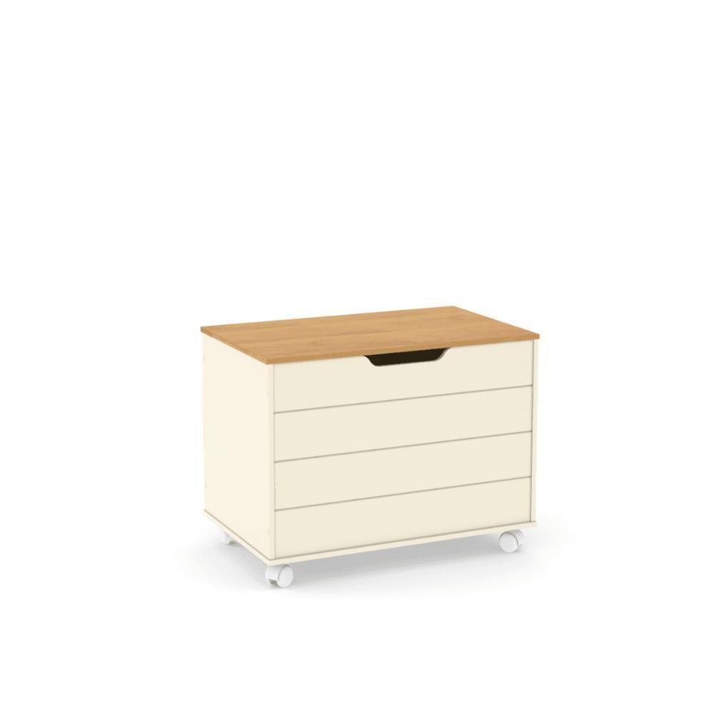 Bau Caixa De Brinquedos Brink Com Tampa E Rodizios Off Com Freijo - 2