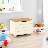 Bau Caixa De Brinquedos Brink Com Tampa E Rodizios Off Com Freijo - 1