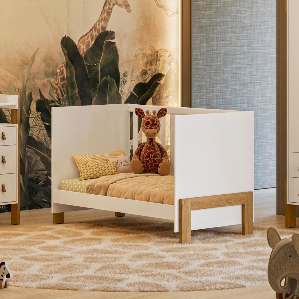 Berço Mini Cama Alegria Pés Em Madeira Branco Acetinado - 1