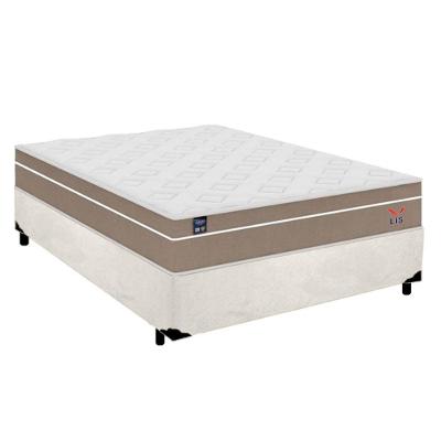 Cama Box Casal Suede + Colchão Lis Molas Ensacadas Plumatex 138x188x64cm Branco