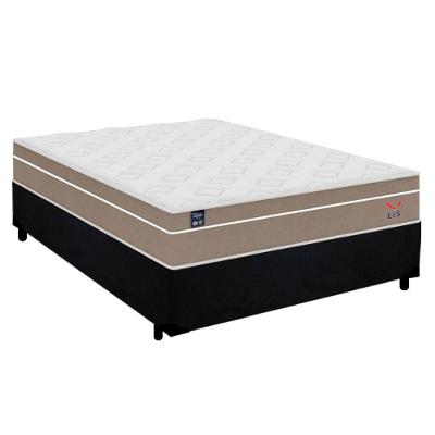 Cama Box Casal Suede + Colchão Lis Molas Ensacadas Plumatex 138x188x64cm Preto