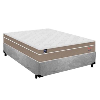 Cama Box Casal Suede + Colchão Lis Molas Ensacadas Plumatex 138x188x64cm Cinza