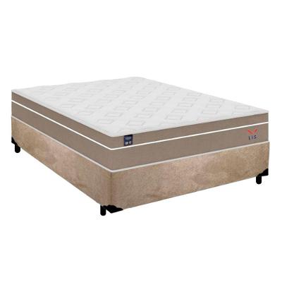 Cama Box Casal Suede + Colchão Lis Molas Ensacadas Superpocket Plumatex 138cm – Suporta Até 120 Kg Por Pessoa Bege
