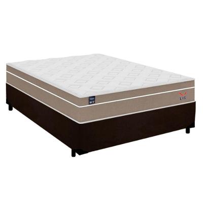 Cama Box Casal Suede + Colchão Lis Molas Ensacadas Superpocket Plumatex 138x188x64cm Marrom