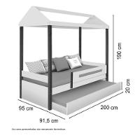 Cama Casa Solteiro Lara Branca Com Aux, E Led - 3