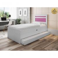 Cama Larissa Solteiro Branca E Rosa Com Auxiliar E 02 Colchões Framar - 1