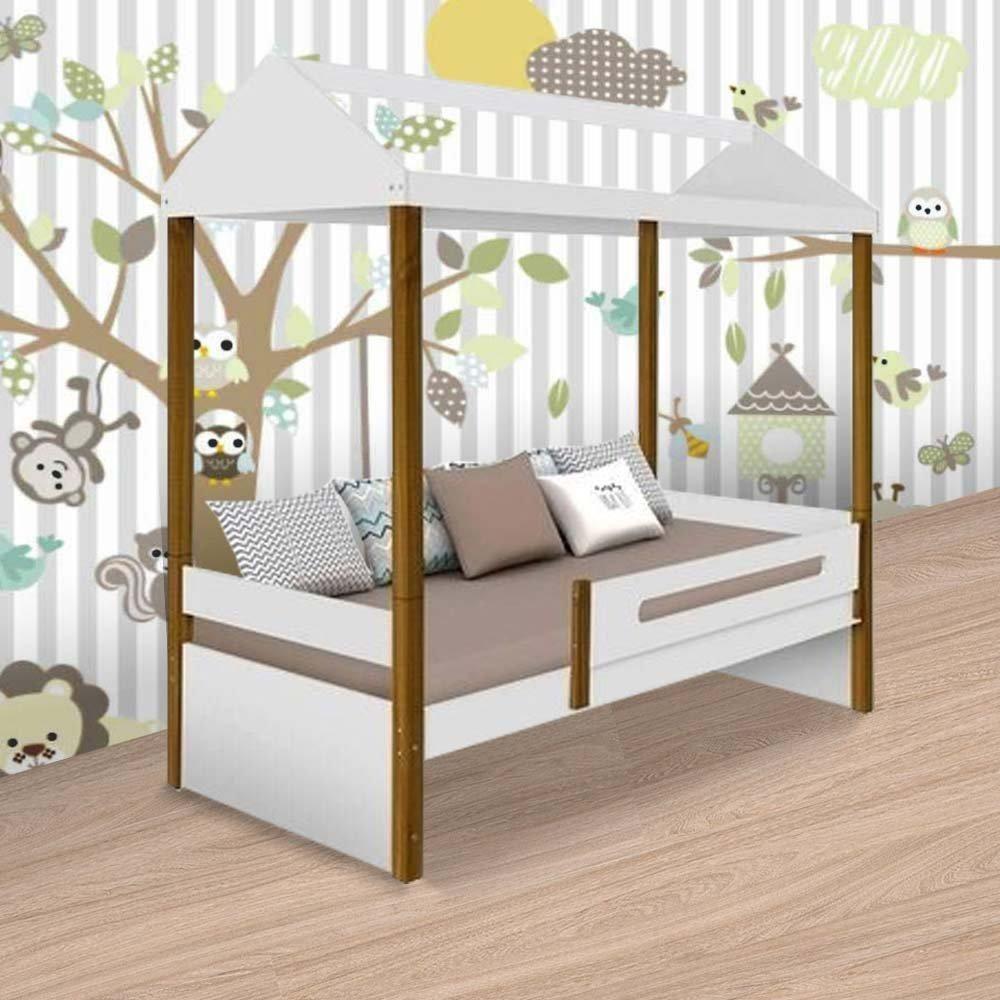 Cama Casa Solteiro Sara Branca Com Colchão - 1