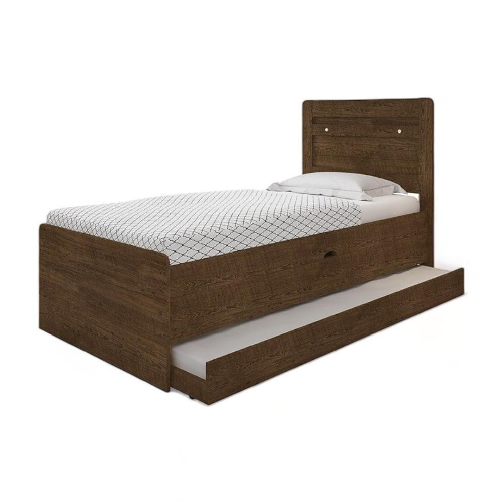 Cama Solteiro Bau Larissa Com Auxiliar Framar Malbec - 1