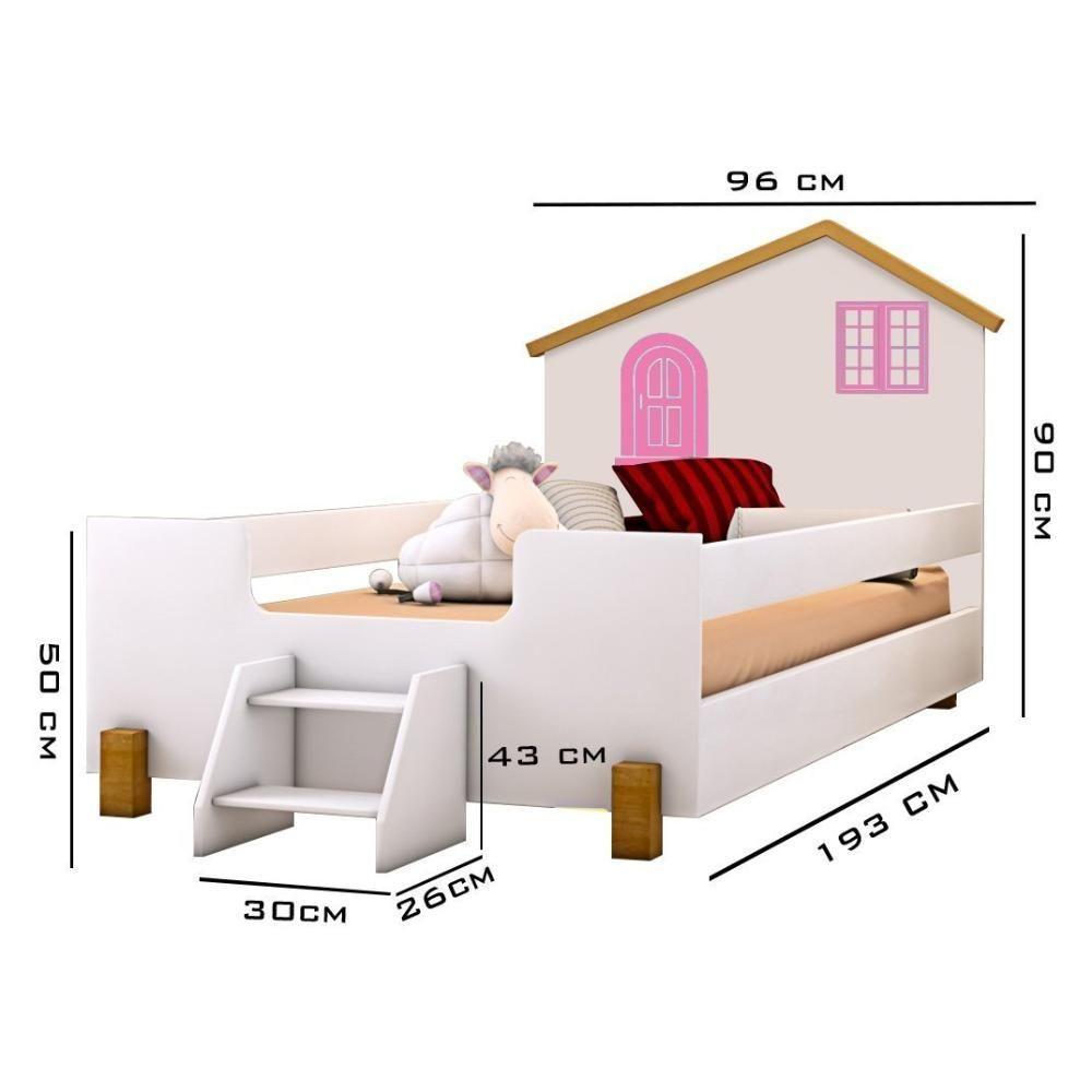 Cama Solteiro Belíssima Branca E Rosa Com Colchão Divaloto - 3